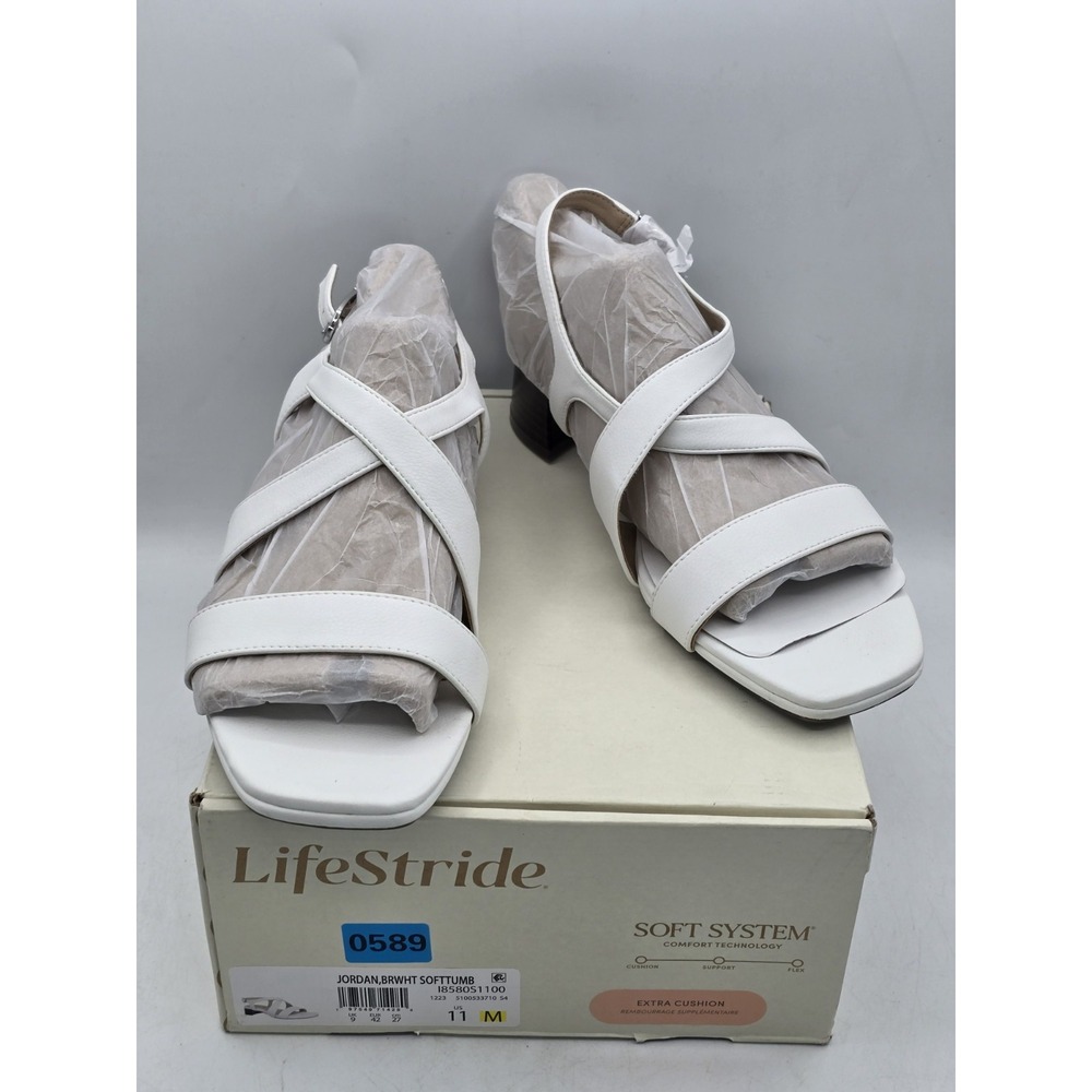 LifeStride Women's Jordan Strappy‎ Heeled Sandals White Size 6.5